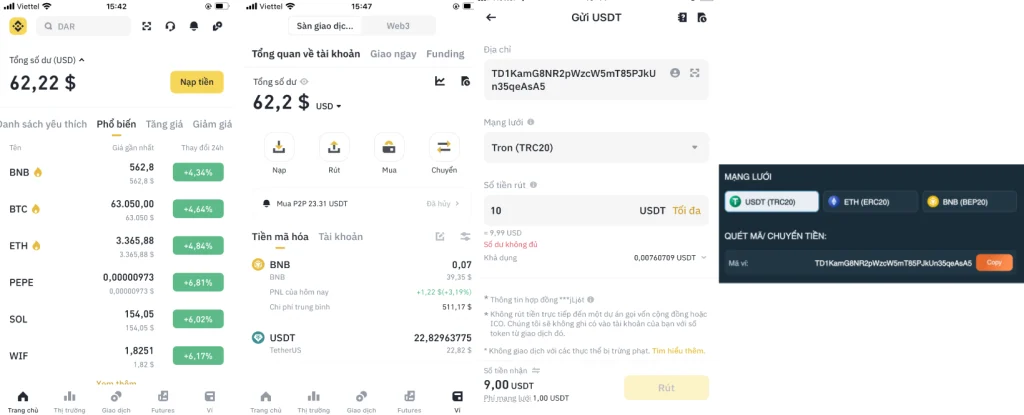 Nạp tiền vào TA88 từ sàn Binance